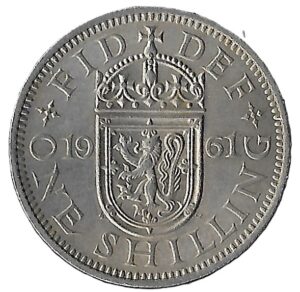 United Kingdom. 1961. 1 Shilling - Elizabeth II Scottish shield. 5.66g. Copper-Nickel. XF. C528. RI.3
