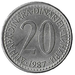 Yugoslavia. 1987. 20 Dinara. 6.40g. Nickel Brass. Xf. C486. RI.5