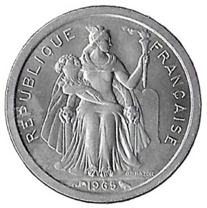 French Polynesia. 1965. 1 Franc. 1.33g. Aluminium. Au. C522. RI.7