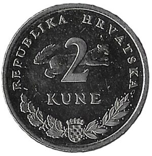 Croatia. 1995. 2 Kune Croatian text. 6.19g. Nickel Brass. Unc. C474. RI.3