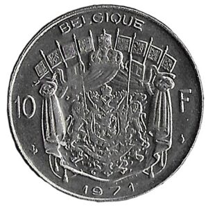 Belgium. 1971. 10 Francs - Baudouin I French text. 8.19g. Nickel. AU. C493. RI.4