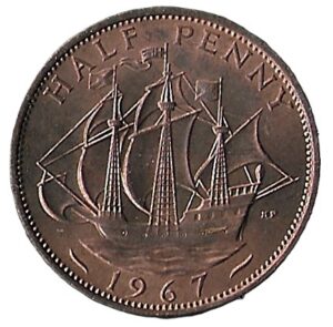 United Kingdom. 1967. ½ Penny - Elizabeth II. 5.72g. Bronze. XF. C540. RI.3