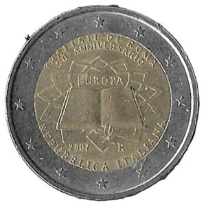 Italy. 2007. 2 Euros Treaty of Rome. 8.50g. Bimetallic. Au. C574. RI.6