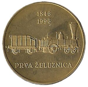 Slovenia. 1996. 5 Tolarjev First railway in Slovenia. 6.38g. Nickel Brass. Au. C573. RI.13