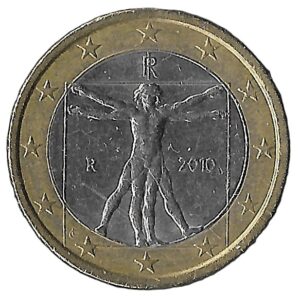 Italy. 2010. 1 Euro 2nd map. 7.53g. Bimetallic. Au. C577. RI.4