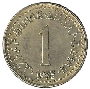 Yugoslavia. 1985. 1 Dinar. 3.58g. Nickel Brass. XF. C568. RI.4
