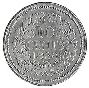 Netherlands. 1928. 10 Cents - Wilhelmina. 1.38g. Silver (.640). XF. C550. RI.4