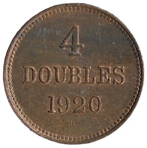 Guernsey. 1920. 4 Doubles. 4.83g. Bronze. XF. C578. RI.11
