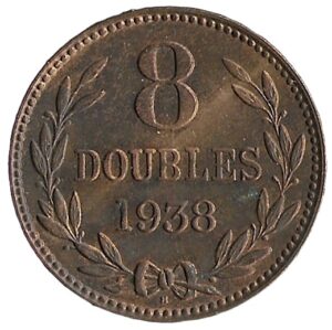 Guernsey. 1938. 8 Doubles. 9.44g. Bronze. Au. C579. RI.8