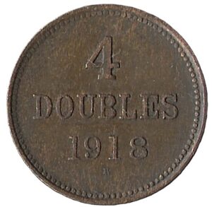 Guernsey. 1918. 4 Doubles. 4.69g. Bronze. XF. C581. RI.11