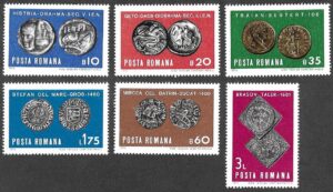 Romania. 1970 Old Coins. MNH. Mi 2850-2855