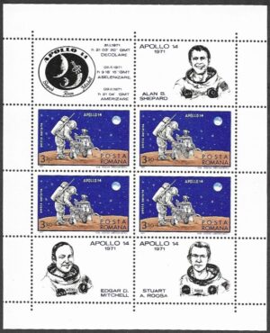 Romania. 1971 Apollo 14. MNH. Mi Block 83
