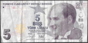 Turkey. 2009. 5 Lira Purple. VF. P222B. B43. RI.8