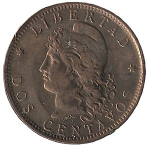 Argentina. 1891. 2 Centavos. 9.77g. Bronze. XF. C628. RI.4