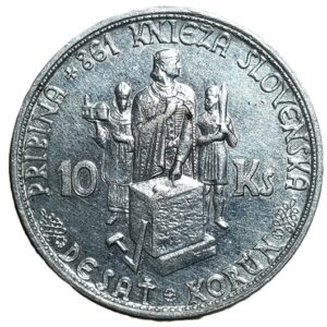 Slovakia. 1944. 10 Korún Prince Pribina. 7g. Silver .500. Unc. C633. RI.12