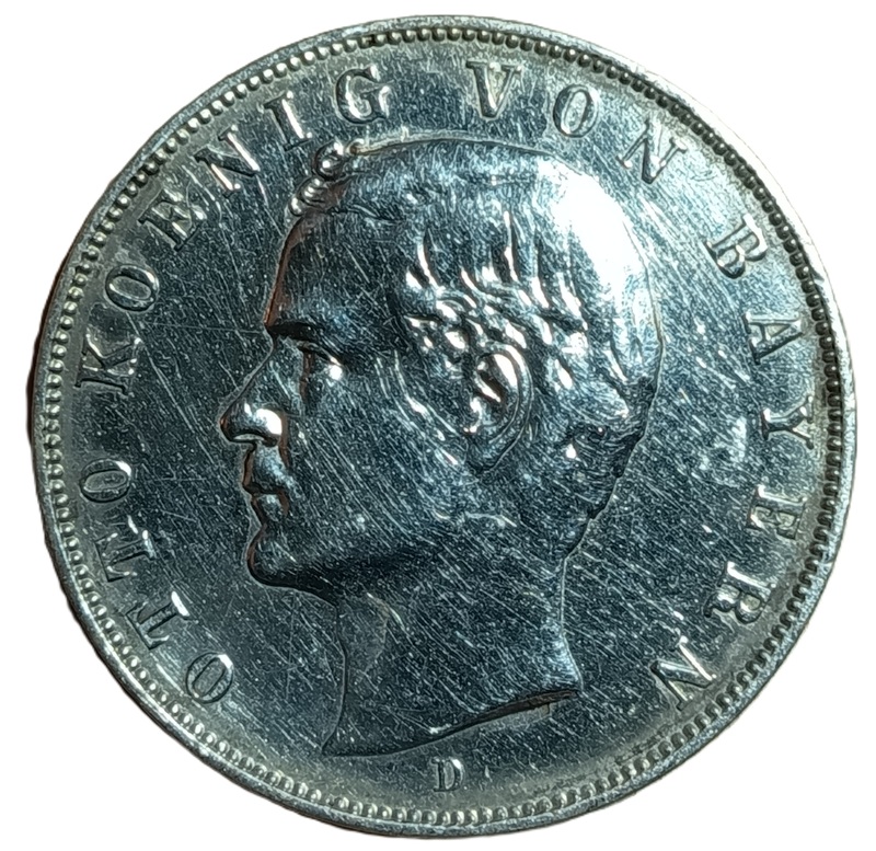 Bavaria. 1910. 3 Mark - Otto. 16.61g. Silver .900. Au. C640. RI.12