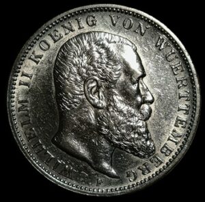 Germany. Wurttemberg. 19093. 3 Mark - William II. 16.62g. Silver .900. Au. C658. RI.13