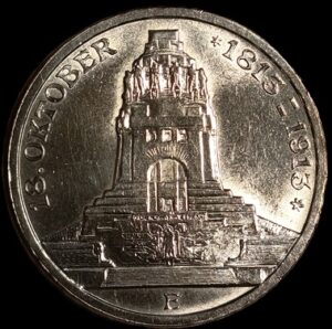 Germany. Saxony. 1913. 3 Mark - Frederick August III Battle of Leipzig. 16.74g. Silver .900. Au. C656. RI.15