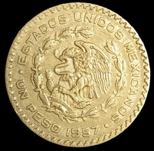 Mexico. 1957. 1 Peso "Tepalcate". 15.83g. Billon .100. Au. C670. RI.4