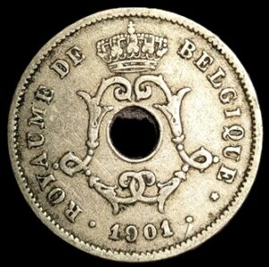 Belgium. 1901. 10 Centimes - Léopold II French text - Small date. 3.90g. Copper-Nickel. VF. C679. RI.7