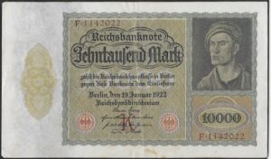 Germany. 1922. 10 000 Mark Reichsbanknote. VF. P70, B39. RI.13
