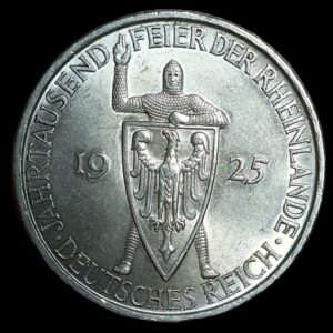 Germany. 1925. 5 Reichsmark Rhineland. A. 25.11g. Silver .900. Unc. C699. RI.35