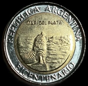 Argentina. 2010. 1 Peso Mar del Plata. 6.40g. Bimetallic. Unc. C713. RI.6
