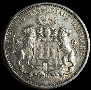 Germany. Hamburg. 1912. 3 Mark. 16.72g. Silver .900. AU. C723. RI.13