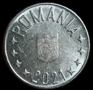 Romania. 2021. 10 Bani Eagle with crown. 4.10g. Nickel Plated Steel. XF. C721. RI.6