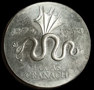 East Germany. 1972. 20 Mark Lucas Cranach. 20.85g. Silver .625. Au. C725. RI.55