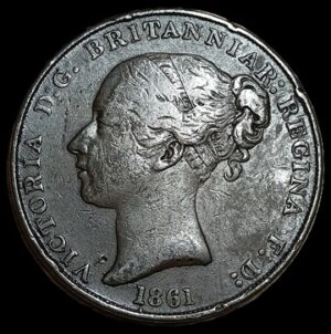 United Kingdom. Jersey. 1861. 1⁄13 Shilling - Victoria. 7.26g. Copper. VF. C741. RI.16