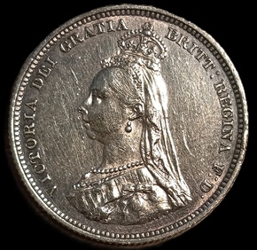 United Kingdom. 1887. 1 Shilling - Victoria 2nd portrait. 5.66g. Silver .925. Au. C734. RI.9