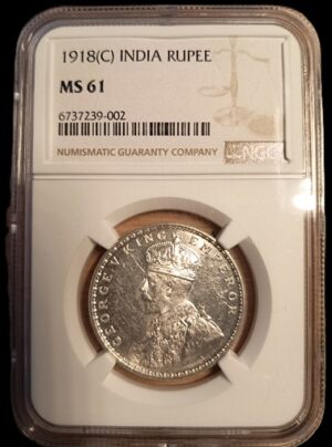 India. 1918. 1 Rupee - George V. 11.66g. Silver .917. Unc, MS61. C735. RI.7