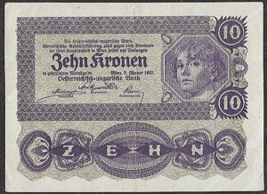 Austria. 1922. 10 Kronen. VF. P75, B55. RI.14