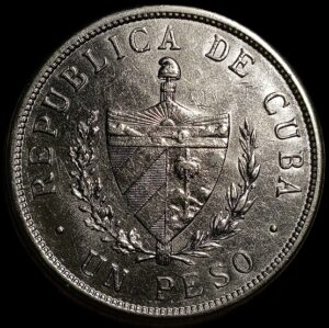 Cuba. 1934. 1 Peso. Silver .900. 26.69g. AU. C773. RI.12
