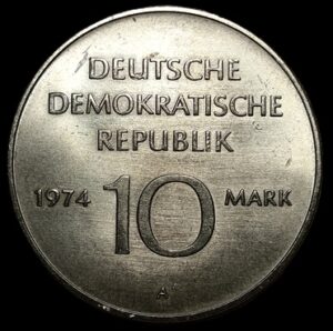 East Germany. 1974. 10 Mark 25th Anniversary of the GDR. Copper-Nickel. 12.06g. Unc. C757. RI.10