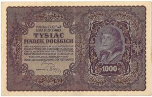 Poland. 1919. 1000 Marks. VF. P29, B58. RI.15