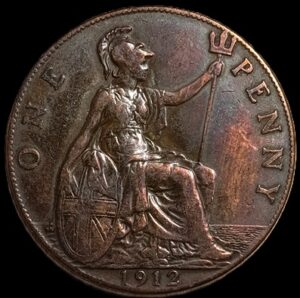 United Kingdom. 1912. 1 Penny - George V. Bronze. 9.16g. VF. C760. RI.2