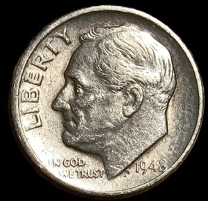 USA. 1948. 1 Dime "Roosevelt Silver Dime". Silver .00. 2.50g. XF. C766. RI.3