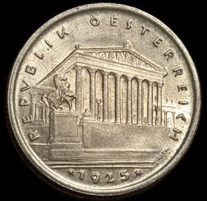 Austria. 1925. 1 Schilling. Silver .640. 6.11g. Unc. C769. RI.8