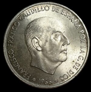 Spain. 1968. 100 Pesetas - Francisco Franco. Silver .800. 19.54g. Unc. C775. RI.5