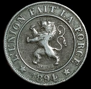 Belgium. 1894. 10 Centimes - Léopold II French text. 4.56g. Copper-Nickel. VF. C805. RI.10
