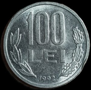Romania. 1992. 100 Lei. 8.66g. Nickel plated Steel. AU. C803. RI.4