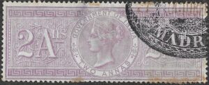 India. 1868. Government of India. 2 Annas. Fiscal / Revenue. Used, Fine appearance / Faulty. No 18
