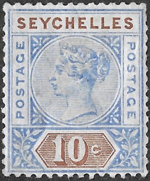 Seychelles. 1890. 1890 Queen Victoria - Shading Lines at Right Side of Diamond in Tiara Band. F-VF MH. Scott 7a