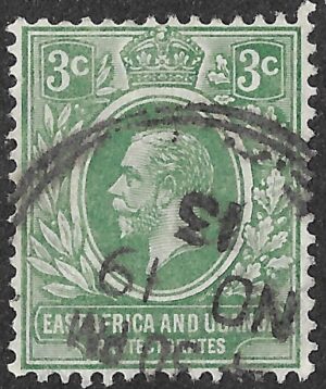 East Africa & Uganda Protectorates. 1912. King George V. 3c. Green. SG 45. Cancelled. S66