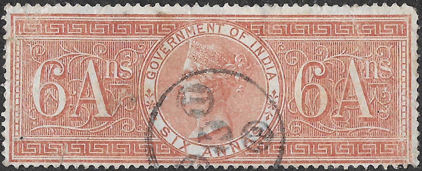 British India — Government of India — 6 Annas