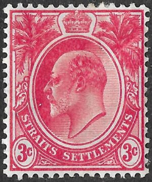 Straits Settlement. 1908. King Edward VII. 3c. Red. SG 153. MH. S23