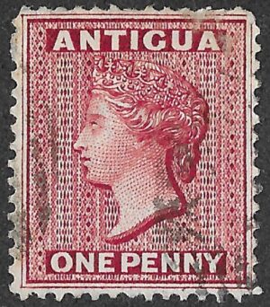 Antigua. 1872. Queen Victoria. Scott 5. 1d lake/red. Crown CC. Used. Fine