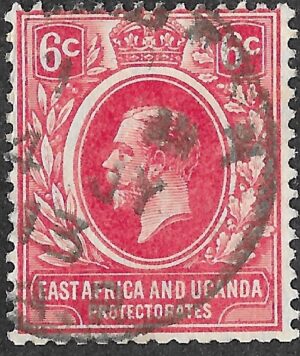 East Africa & Uganda Protectorates. 1912. King George V. 6c. Red. SG 46. Cancelled. S67
